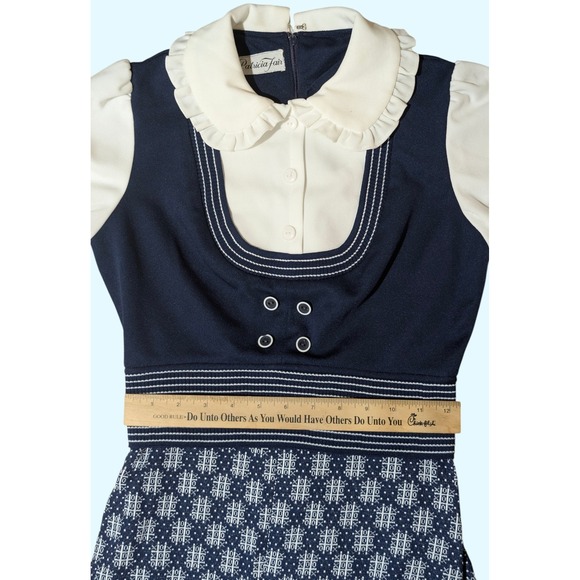 Patricia Fair Women's Vintage 70s Tic-Tac-Toe Novelty Print Maxi Dress Hippie - Picture 9 of 16